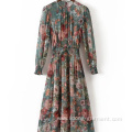 Women's Long Sleeve Chiffon Print Dress
